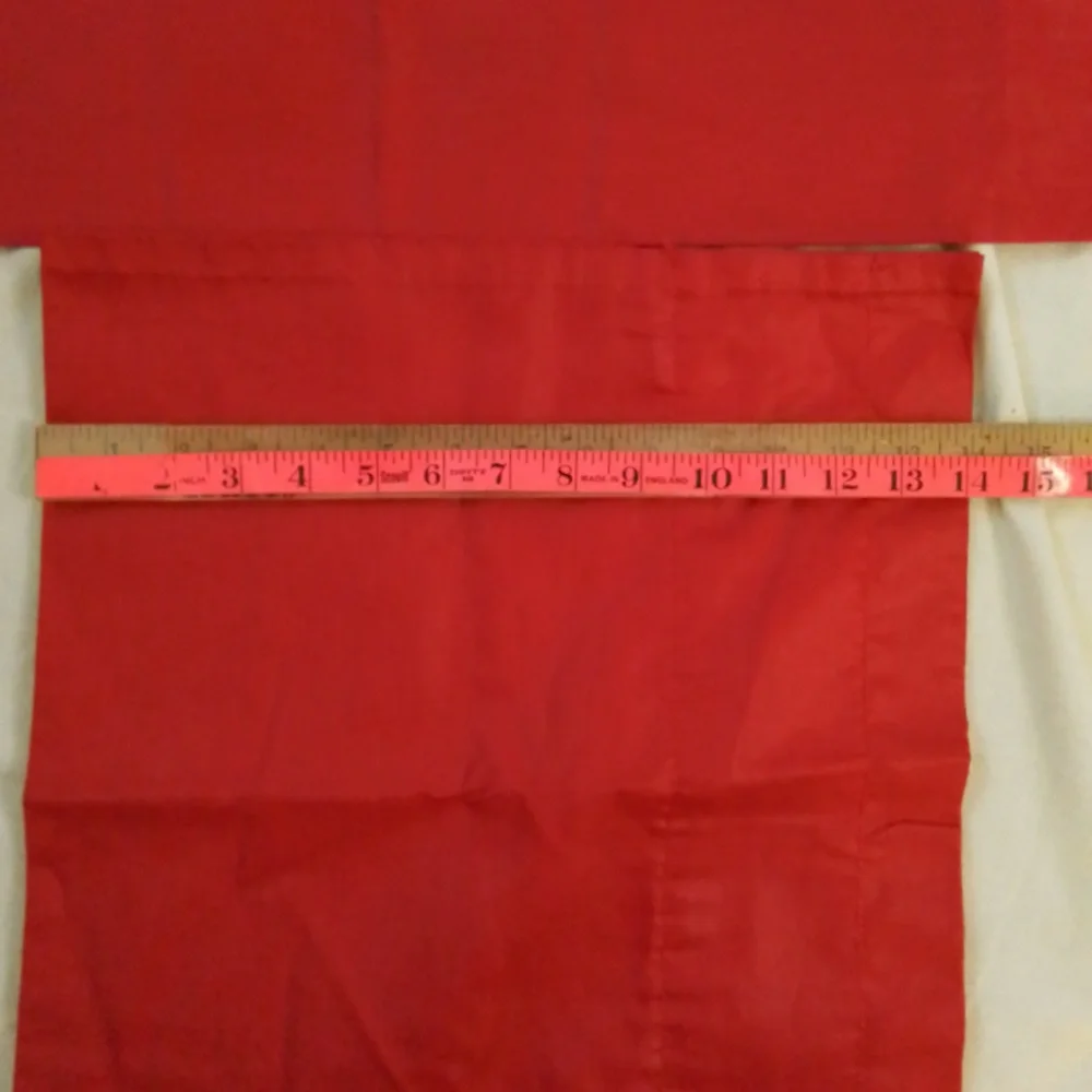 Two Sets of Red Rod Pocket Curtain Toppers